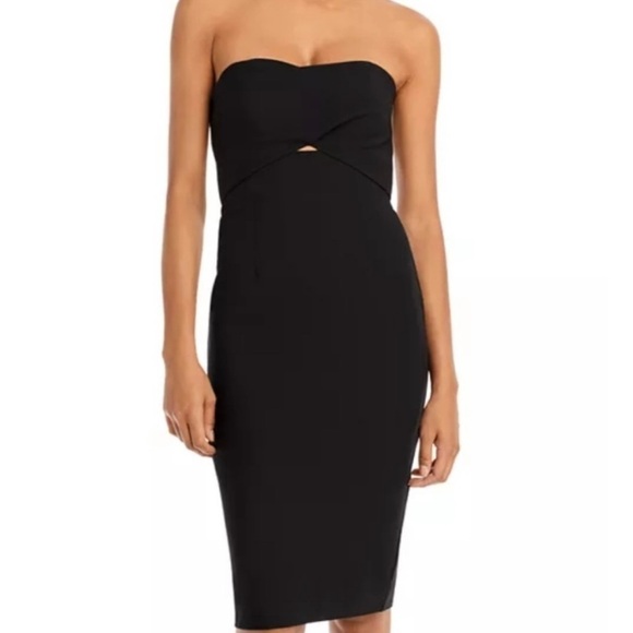 Black Halo Eve Cut Out Strapless Dress Solid Black Cocktail Party Evening - Picture 1 of 8